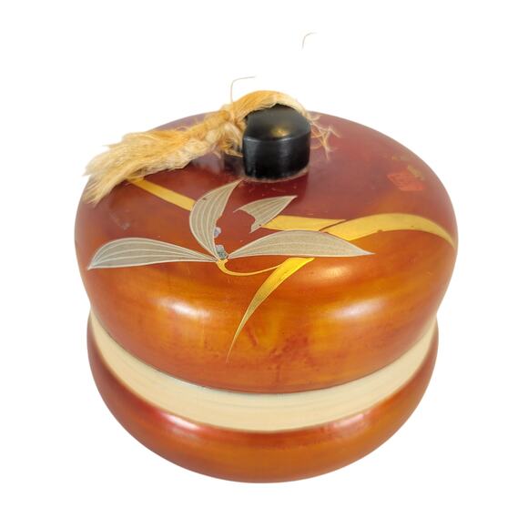 Vintage Japanese Lacquer Trinket Box Red Bamboo Design 4"x4" Loose Leaf - Picture 3 of 16